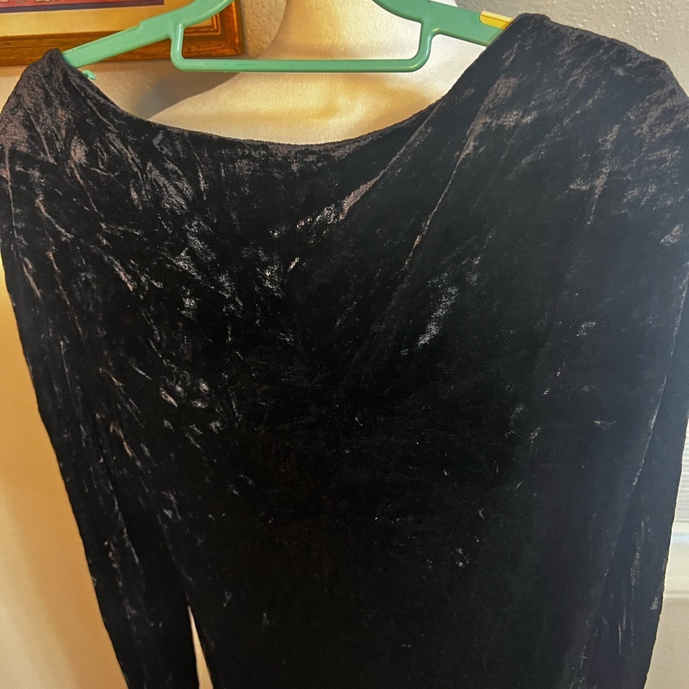 1990s Vintage Katharine Hamnett Black Velvet Wiggle Dress Medium - Picture 16 of 16